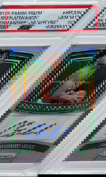 2019 Panini Prizm Carsen Edwards RK Penmanship - Silver Prizm PSA 10 GEM MT 