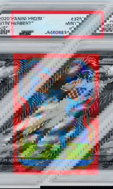 2020 Panini Prizm Justin Herbert Rookie Red Ice PSA 9