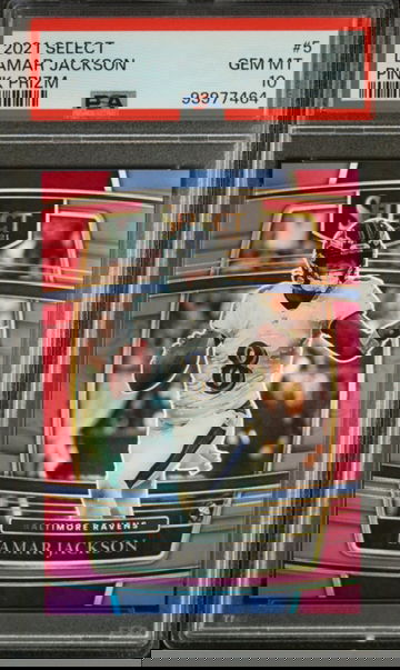 2021 Panini Select Lamar Jackson Pink Prizm /10 PSA 10 POP 1