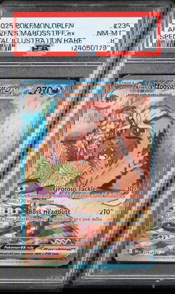 2025 Destined Rivals - Dri En - English Special Illustration Rare (Holo) Arven's Mabosstiff Ex #235 PSA 8