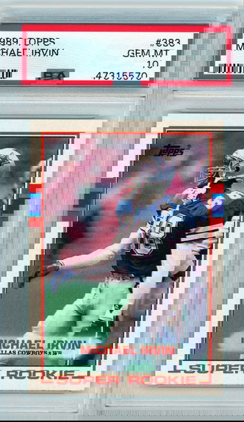 Michael Irvin 1989 Topps #383 RC PSA 10 Gem Mint Rookie Cert #47315570