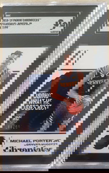 Michael Porter Jr RC 2018 Chronicles #73 Blue /99 SGC 9 MINT JERSEY COLOR MATCH 