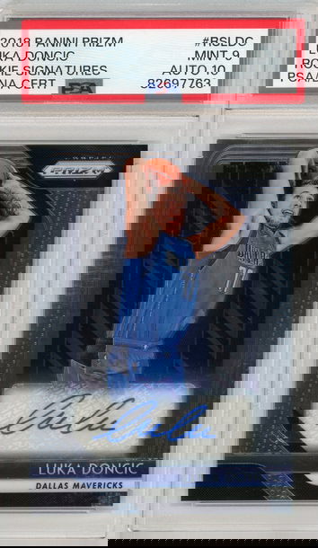 2018 Panini Prizm Rookie Signatures Luka Doncic RC Rookie Auto #RSLDC PSA 9 w/10 Auto