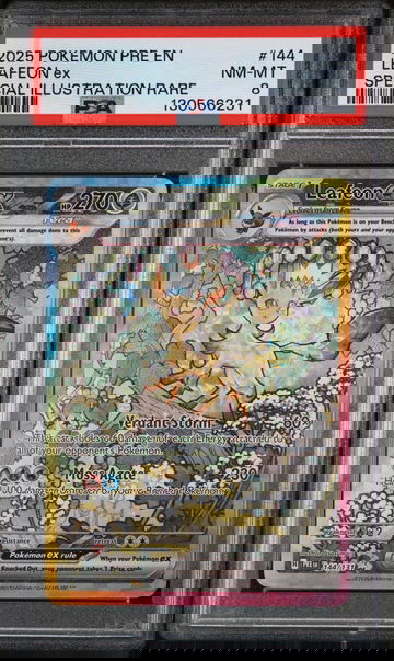 2025 Pokemon Scarlet and Violet Prismatic Evolutions Special Illustration Rare Leafeon Ex #144 PSA 8