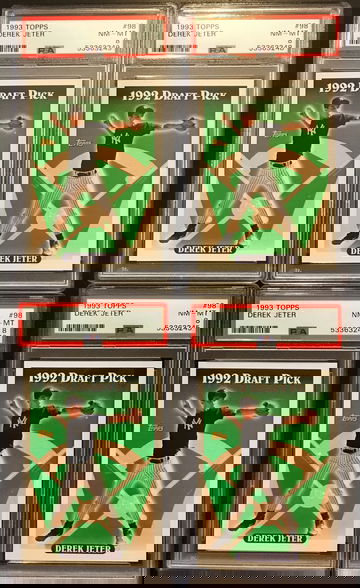 Lot of 4 - 1993 Topps Derek Jeter PSA 8 NM-MT (ALL FOUR) 