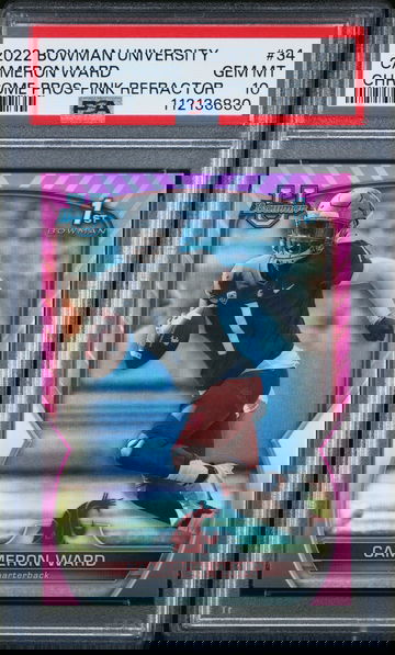 2022 BOWMAN UNIVERSITY CHROME CAMERON WARD PINK REFRACTOR #34 PSA 10