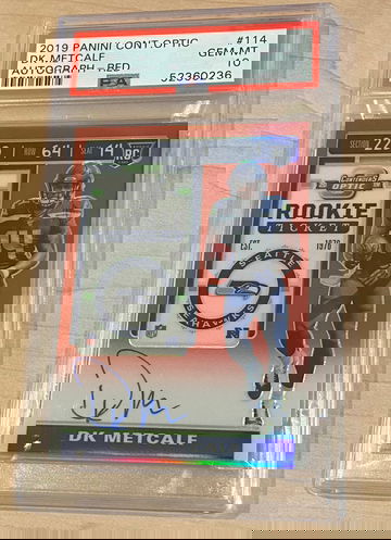 DK Metcalf 2019 Contenders Optic RC Auto Red /199 PSA 10