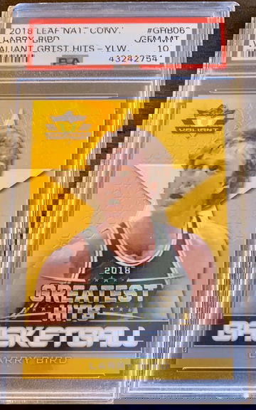 2018 LARRY BIRD 6/10. Graded - PSA 10 Gem Mint. LEAF Valiant National Convention Greatest Hits - Yellow Gold #GHB-06