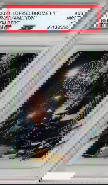 2021 TOPPS CHROME F1 LEWIS HAMILTON #56 REFRACTOR MERCEDES AMG PSA 9 MINT