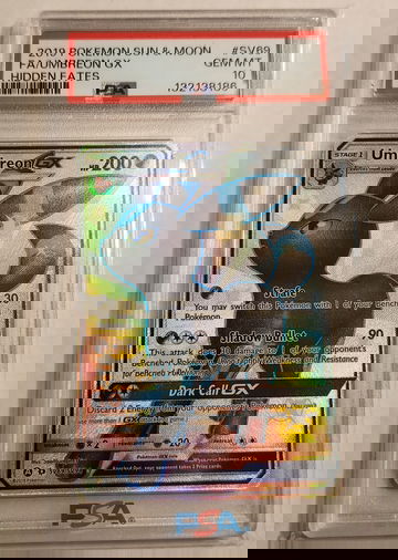 2019 Pokemon Sun & Moon FA UMBREON GX Hidden Fates #SV69 psa 10