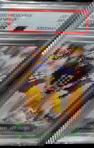 2000 Press Pass Gold Zone Tom Brady PSA NM