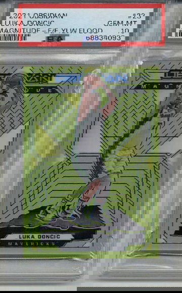 2021 PANINI OBSIDIAN MAGNITUDE E/E YELLOW FLOOD #23 LUKA DONCIC PSA 10 LOW POP