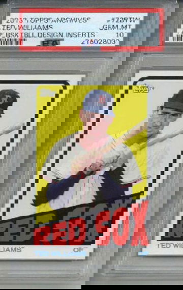 2013 TOPPS ARCHIVES 1972 BASKETBALL DESIGN INSERTS TED WILLIAMS RED SOX PSA 10