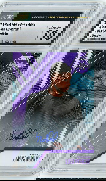 LUIS ROBERT 2017 Panini Elite Extra Edition Aspiration Purple Auto Rc #47/50 CSG 10 Gem Mint