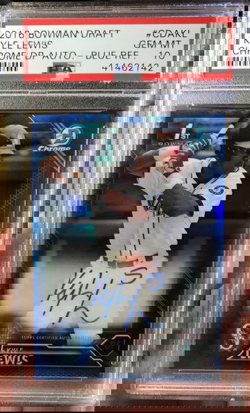 2016 Bowman Kyle Lewis Blue Refractor Auto #012/150 PSA 10
