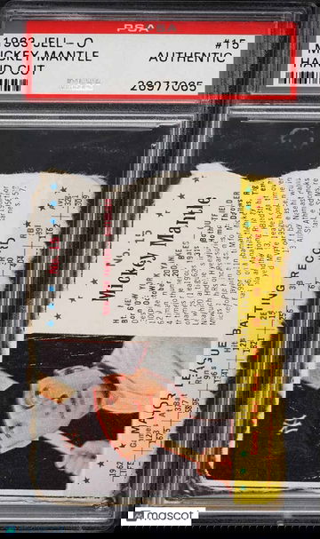 1963 Jell-O Baseball Mickey Mantle #15 Hand Cut PSA A