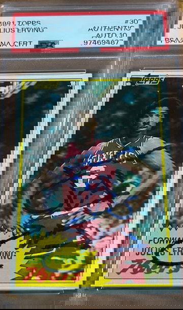 1981 Topps Julius Erving #30 PSA/DNA Authentic Auto Grade 10 Inscribedu Dr J