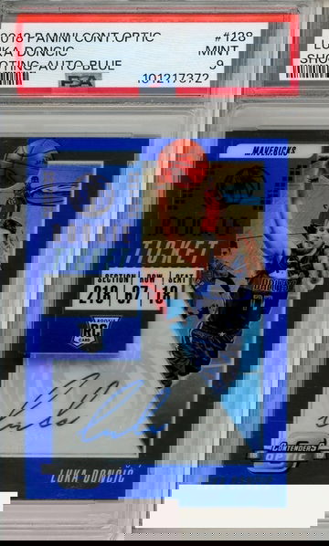 2018 PANINI CONTENDERS OPTIC LUKA DONCIC #128 AUTO BLUE PSA 9 ROOKIE