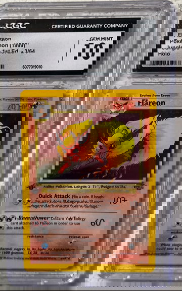 1999 Pokemon jungle 1st edition flareon holo 3/64 cgc 10