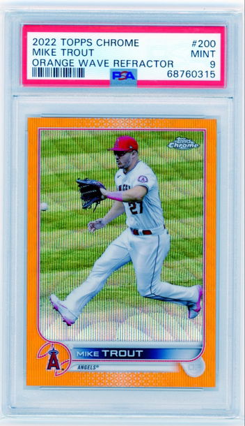 2022 Topps Chrome #200 Mike Trout Orange Wave Refractor PSA 9 MINT!