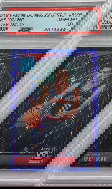 2018 Optic TRAE YOUNG Blue Velocity Holo Rookie #198 PSA 10 RC