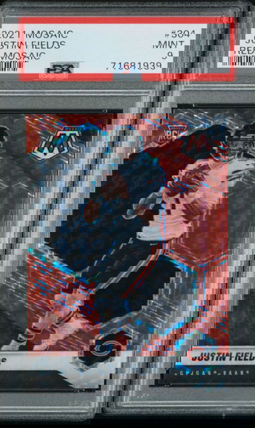 2021 Mosaic Justin Fields Rookie Red Prizm PSA 9