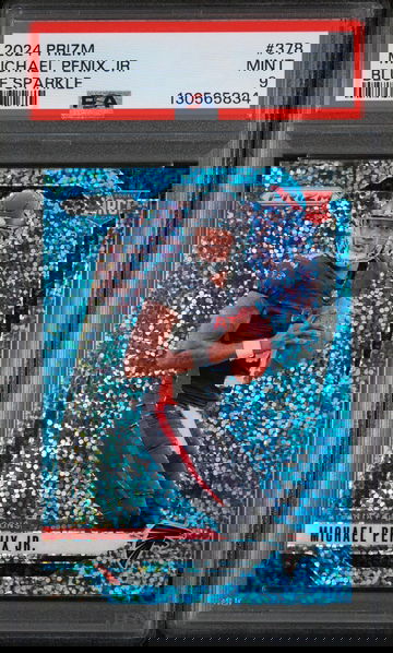 2024 Panini Prizm Blue Sparkle Michael Penix Jr. #378 /96 PSA 9