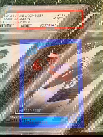 2018 Panini Donruss Lamar Jackson Blue Press Proof RC PSA 9 Mint Rookie