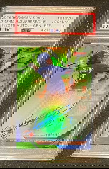 Vladimir Guerrero Jr 2016 Bowman's Best Auto Green #d 60/99 PSA 10
