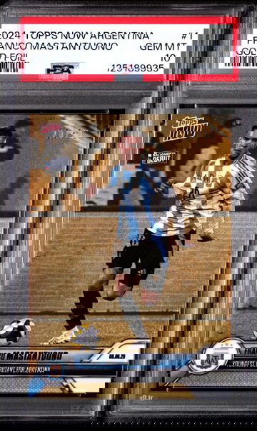 2024 TOPPS NOW ARGENTINA FRANCO MASTANTUONO #/50 GOLD FOIL #1 RC PSA 10