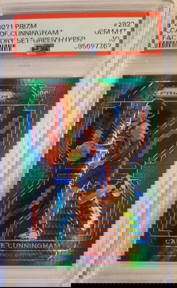 2021 Panini Prizm Green HYPER Prizm Rookie Card PSA 10 GEM MINT #282 POP 2 Cade Cunningham 