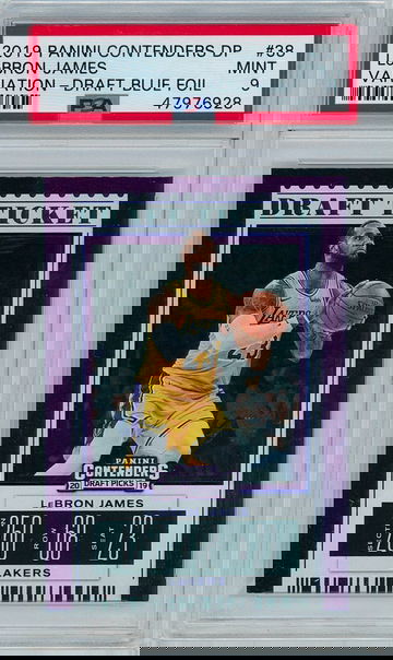 2019 Panini Contenders Draft Picks #38 Lebron James - Variation Draft Ticket (Blue Foil) PSA 9 | Lakers (NBA)