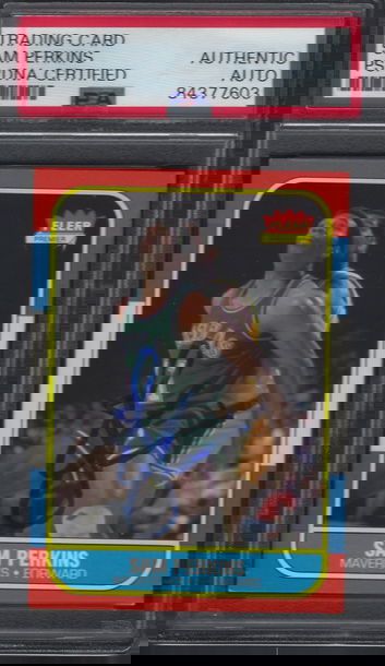 1986 Fleer Basketball #86 Sam Perkins AUTO SIGNED Dallas Mavericks PSA DNA