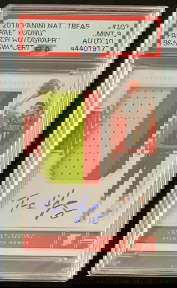 Trae Young 2018 National Treasures Vertical RPA 18/99 Auto PSA/DNA 9 / 10