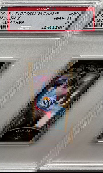 2015 Upper Deck Goodwin Champions Carl Lewis Mini Leather Magician Back /15 Track & Field HOF #89