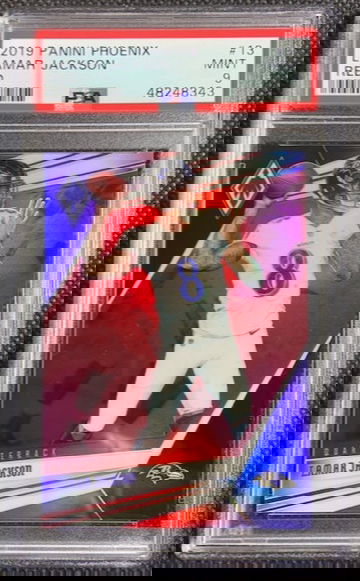 2019 Lamar Jackson Panini Phoenix RED Prizm SP #13 168/299 *Ravens* PSA 9