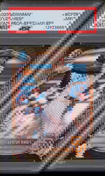 2025 Bowman Chrome Prospects Reptilian Refractor Leo De Vries #BCP59 PSA 9