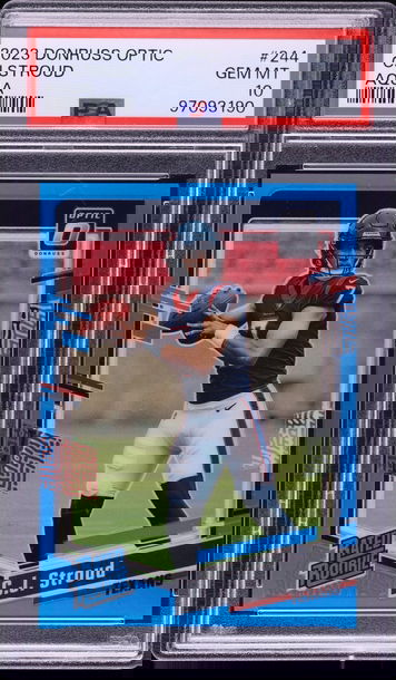 2023 PANINI DONRUSS OPTIC CJ STROUD AQUA #244 ROOKIE RC #/299 PSA 10 Texans