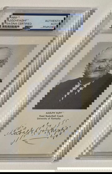Adolph Rupp signed oversized press promo card PSA 