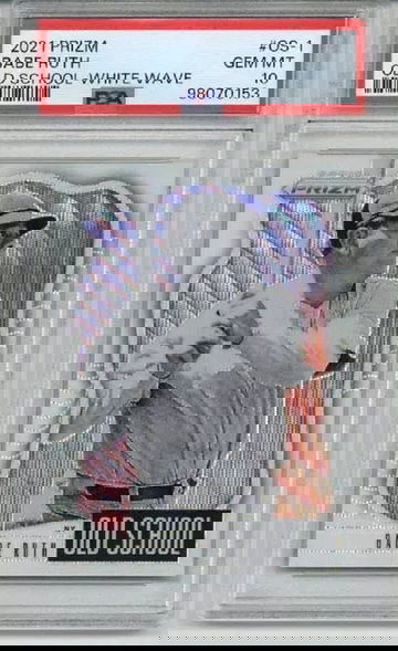 2021 PANINI PRIZM OLD SCHOOL WHITE WAVE #OS-1 BABE RUTH YANKEES PSA 10 LOW POP