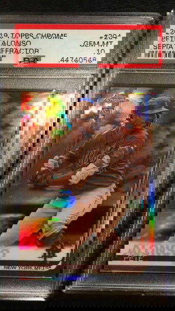 PETE ALONSO 2019 TOPPS CHROME SEPIA REFRACTOR ROOKIE PSA 10 METS