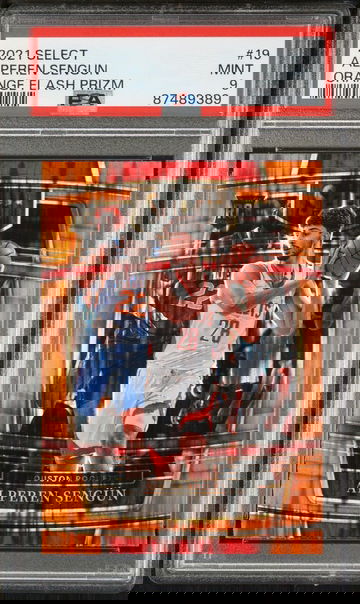 2021 Panini Select Alperen Sengun Rookie - PSA 9 Mint Orange Flash Prizm RC #19 Basketball Card. 