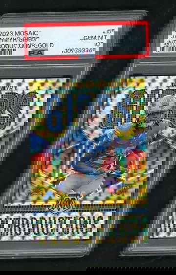 2023 Panini Mosaic Introductions Gold Jahmyr Gibbs #I5 /10 PSA 10