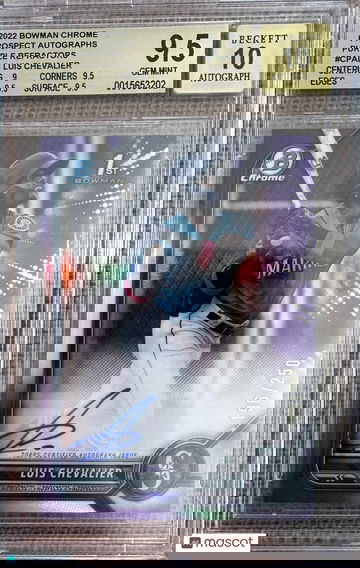 2022 Bowman Chrome Purple Refractor Autograph Luis Chevalier Auto/250 BGS 9.5/10