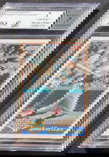 Mickey Mantle 1991 Score Series 2 Autograph Speed and Grace NY New York Yankees BGS 7 Subs 9.5 6.5 7.5 8 /2500 Insert