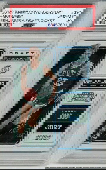 2018 PANINI CONTENDERS DP GREEN JERSEY DRAFT TICKET LARRY BIRD /99 PSA 10