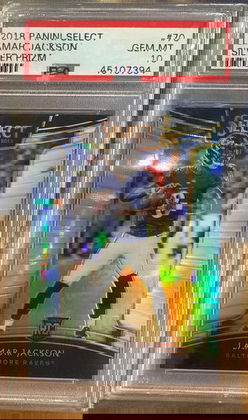 2018 Panini Select Concourse Silver Prizm Lamar Jackson #70 PSA 10
