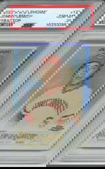 2020 TOPPS ALLEN & GINTER CHROME REFRACTOR #72 JOHNNY BENCH REDS PSA 10