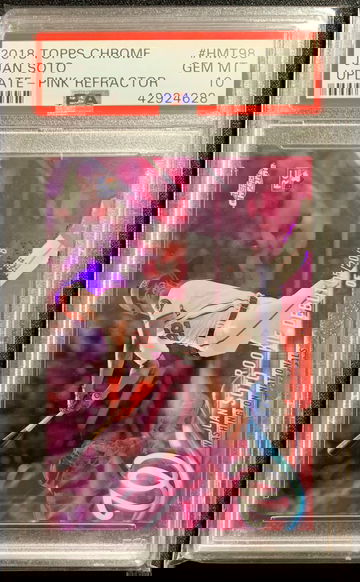 2018 Topps Chrome Update Juan Soto HMT98 Pink Refractor PSA 10