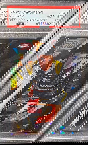 2020 Topps Chrome Sapphire F1 Esteban Ocon 70th Anniversary Refractor  /70 SP IV Image Variation Formula 1 